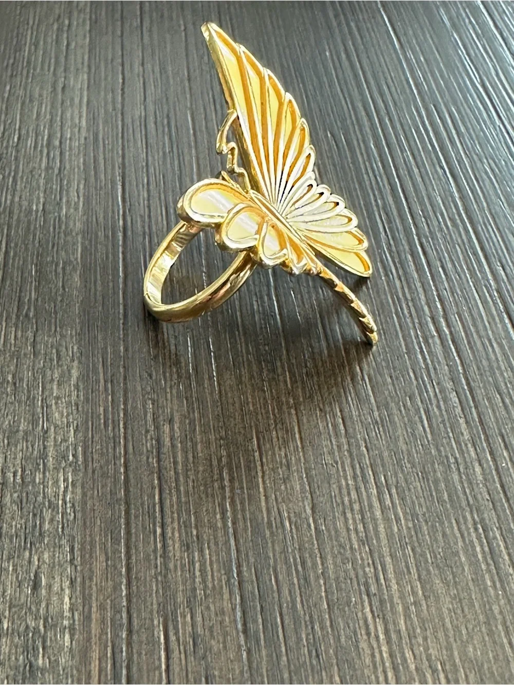 Vintage Style Butterfly Cocktail Ring – Genuine 925 Sterling Silver Gold Vermeil